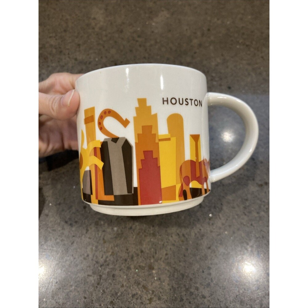 Houston Cityscape Ceramic Mug - White with Brown and Yellow Accent - Picture 5 of 5